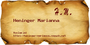 Heninger Marianna névjegykártya